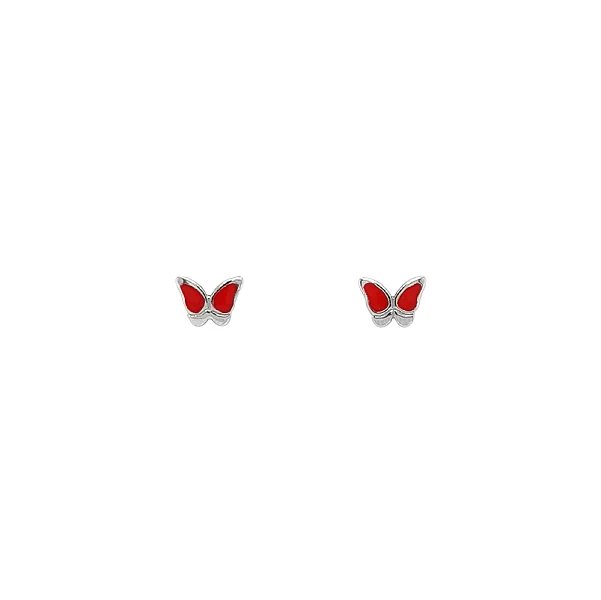 Stylish Butterfly Shaped Pecky in White Gold with Enamel