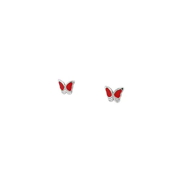 Stylish Butterfly Shaped Pecky in White Gold with Enamel