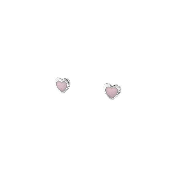 White Gold Butterfly Earrings with Pink Enamel