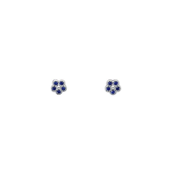 Elegant Floral Earrings with Blue Sapphires in White Gold