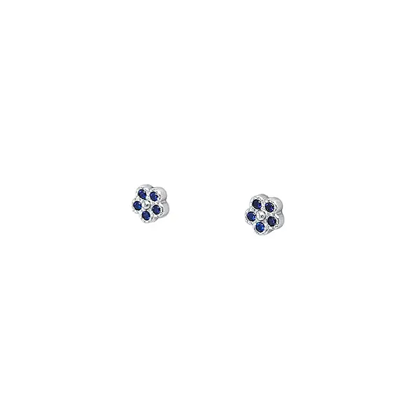 Elegant Floral Earrings with Blue Sapphires in White Gold