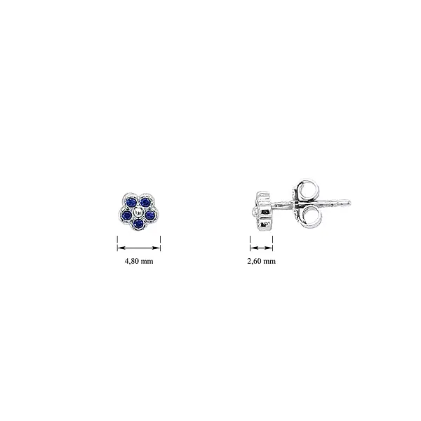 Elegant Floral Earrings with Blue Sapphires in White Gold