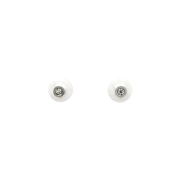 White Gold Pearl Earrings