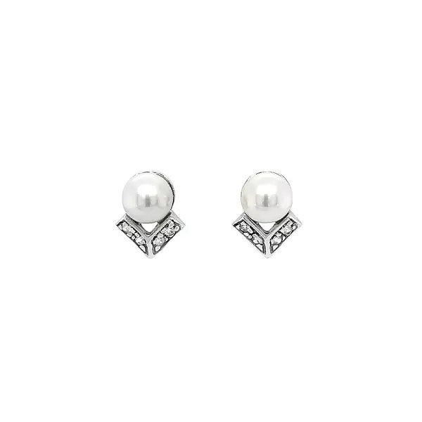 Pecky Earrings with White Gold Pearl