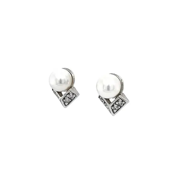 Pecky Earrings with White Gold Pearl