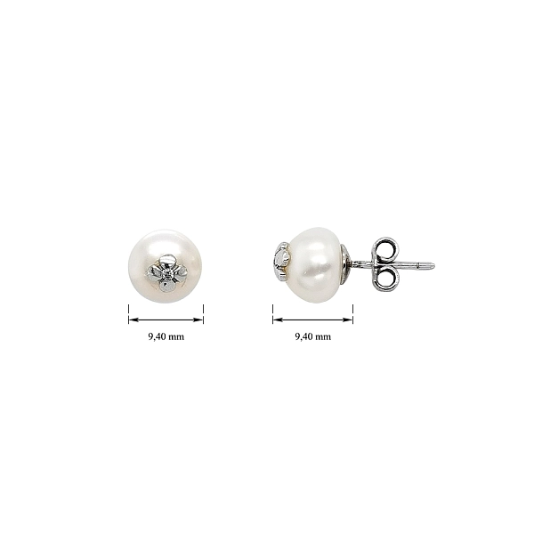 Pecky Earrings with White Gold Pearl
