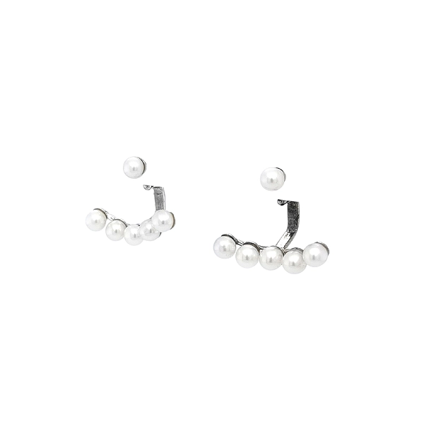 White Gold Pearl Earrings