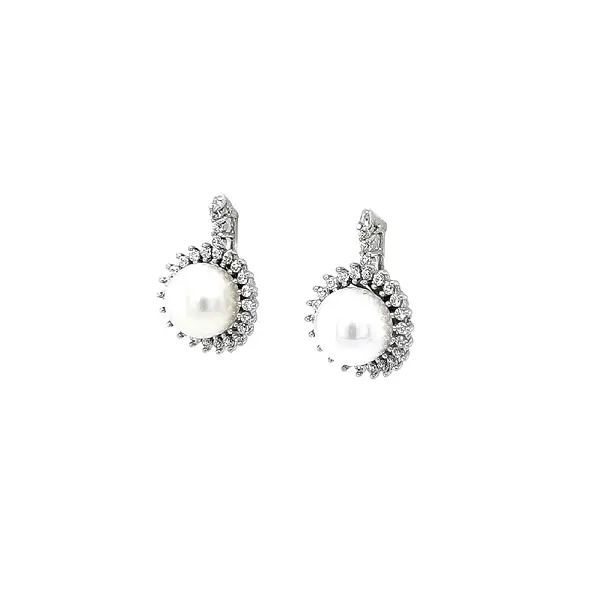 White Gold Pearl Earrings