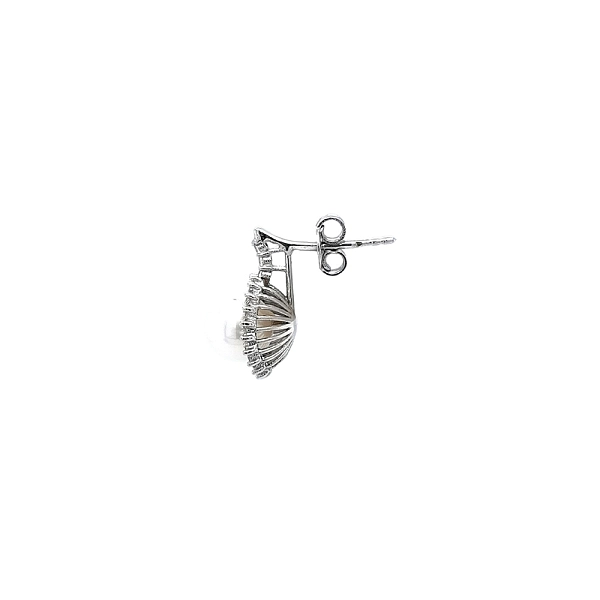 White Gold Pearl Earrings