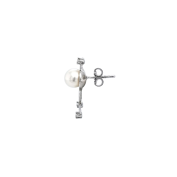 White Gold Pearl Earrings