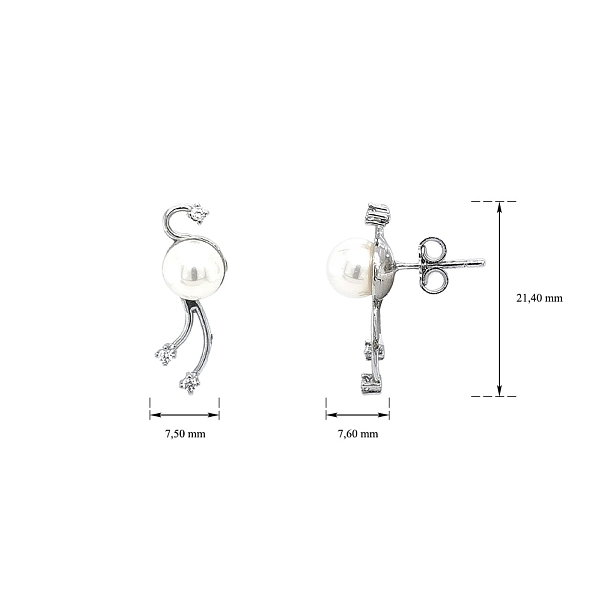 White Gold Pearl Earrings