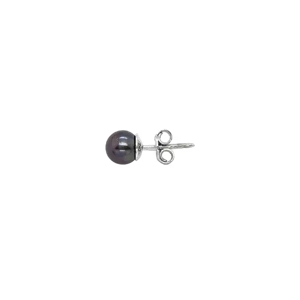 Earrings with Black Pearl in White Gold