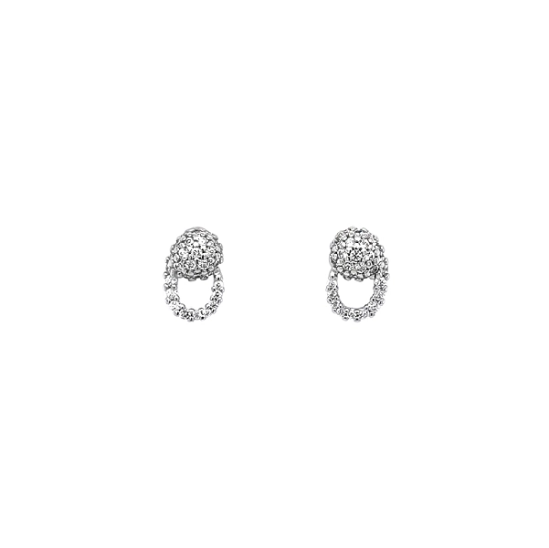 Elegant White Gold Earrings with Fine Zircon Ornamentation