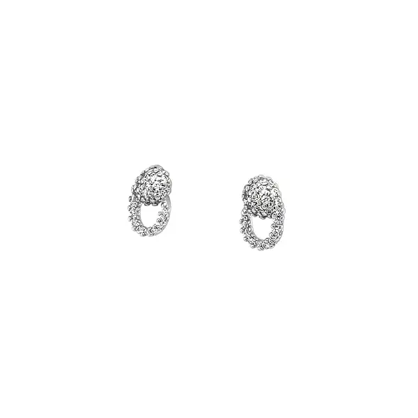 Elegant White Gold Earrings with Fine Zircon Ornamentation
