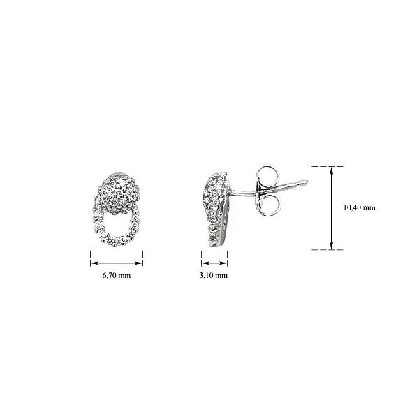 Elegant White Gold Earrings with Fine Zircon Ornamentation