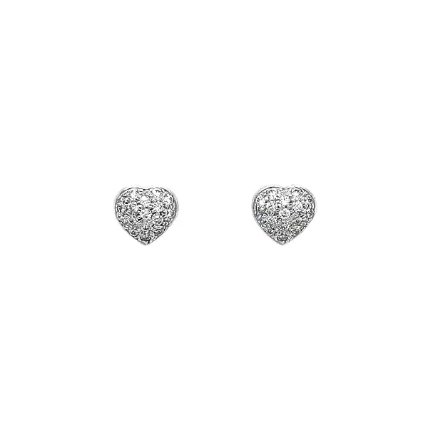 White Gold Heart Earrings with Fine Zircons