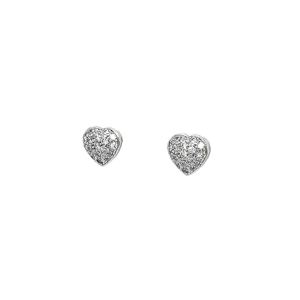 White Gold Heart Earrings with Fine Zircons