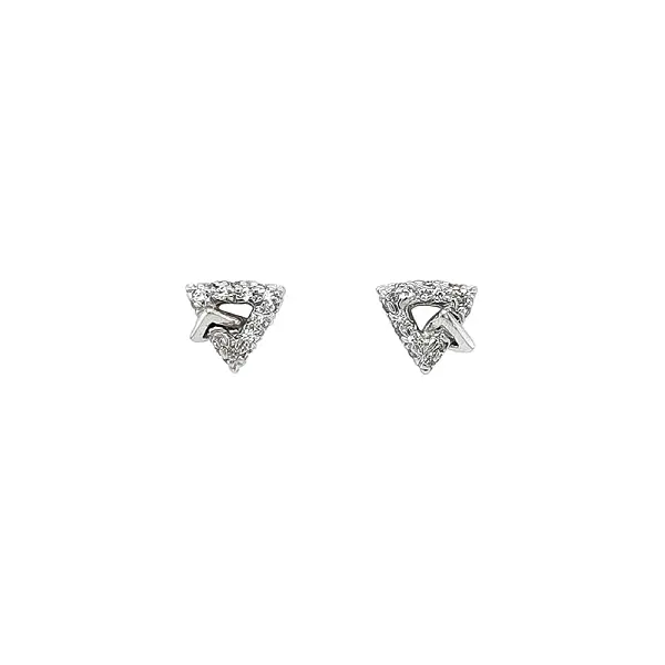 Triangular White Gold Earrings with Zircones