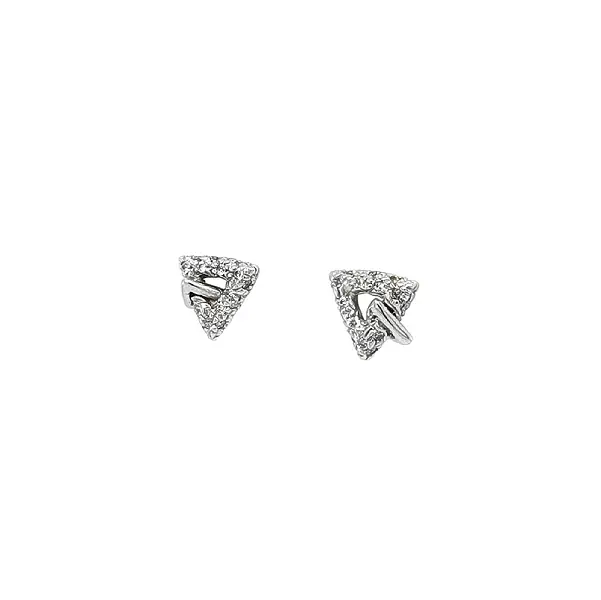 Triangular White Gold Earrings with Zircones