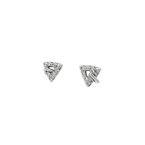 Triangular White Gold Earrings with Zircones