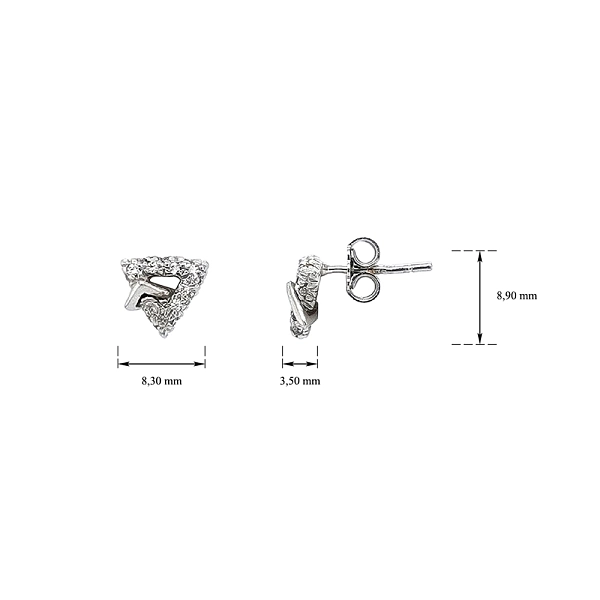 Triangular White Gold Earrings with Zircones