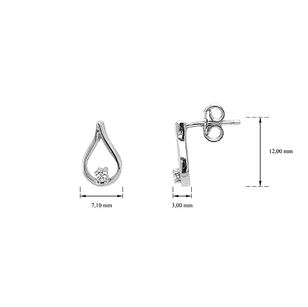 Earrings with White Gold Zircons