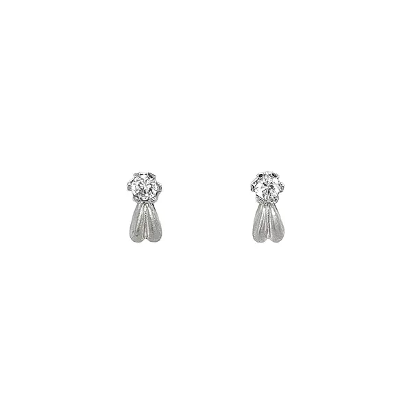 Earrings made of White Gold with Zircones in Matte Shiny Contrast