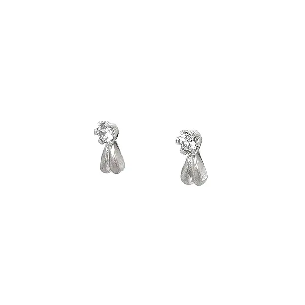 Earrings made of White Gold with Zircones in Matte Shiny Contrast