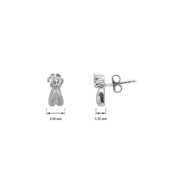 Earrings made of White Gold with Zircones in Matte Shiny Contrast