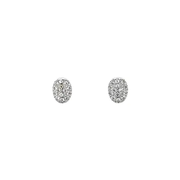 Oval White Gold Earrings Decorated with Sparkling Zirconia