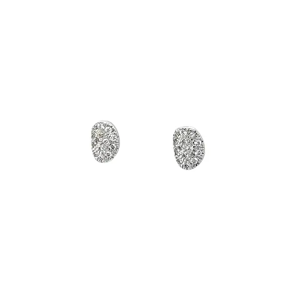 Oval White Gold Earrings Decorated with Sparkling Zirconia