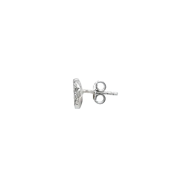 Oval White Gold Earrings Decorated with Sparkling Zirconia