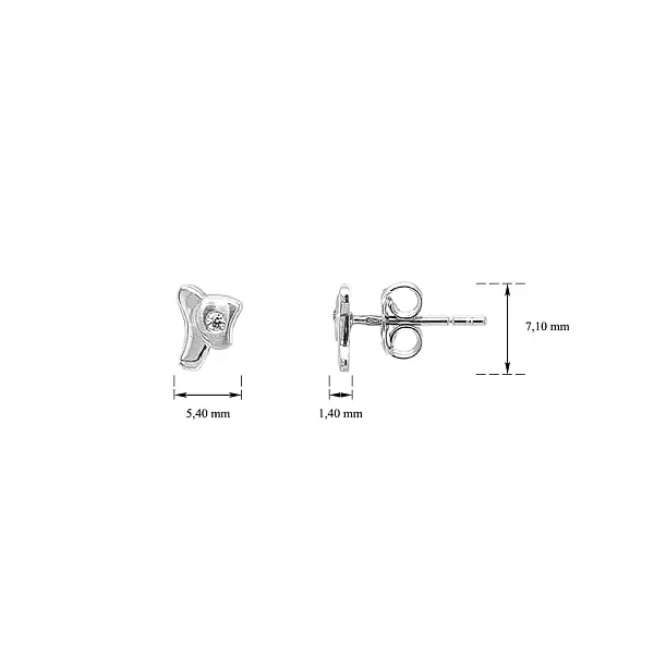 Earrings with White Gold Zircons