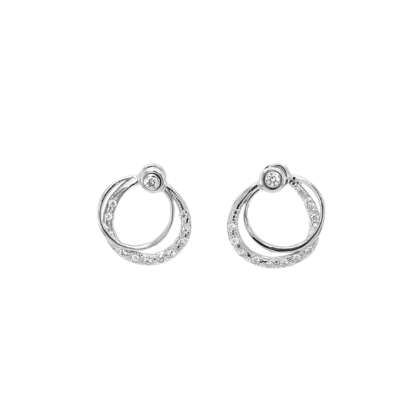 Gold Earrings with White Gold Zircons