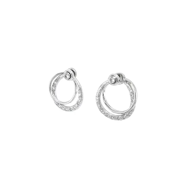 Gold Earrings with White Gold Zircons