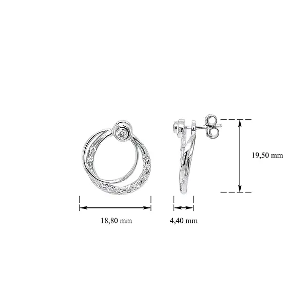 Gold Earrings with White Gold Zircons