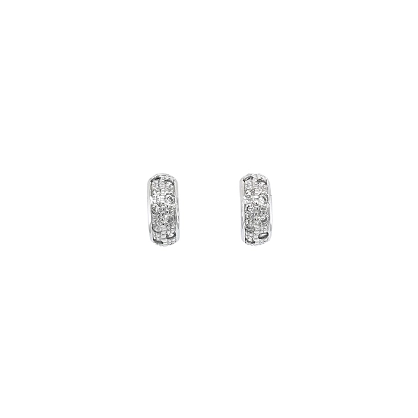 Round Earrings with White Gold Zircons