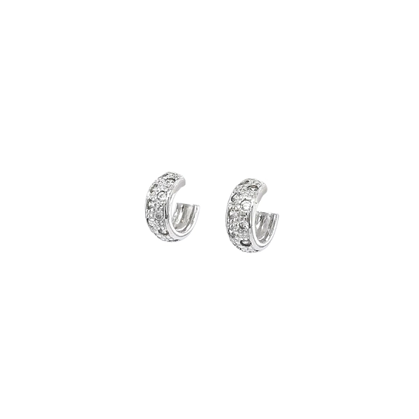Round Earrings with White Gold Zircons