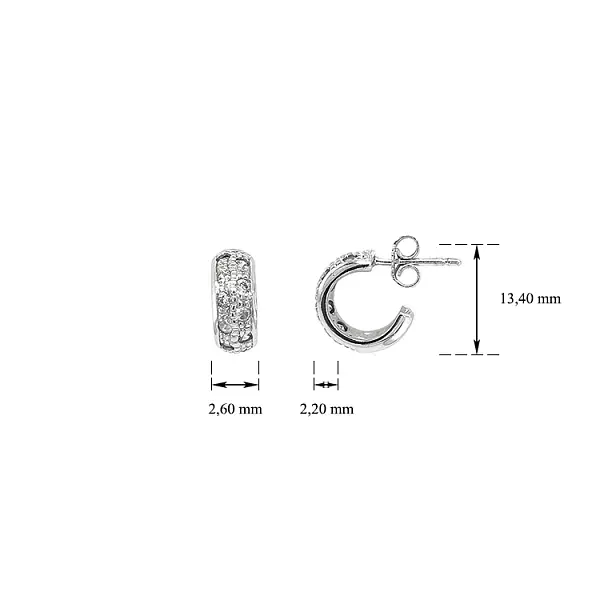 Round Earrings with White Gold Zircons