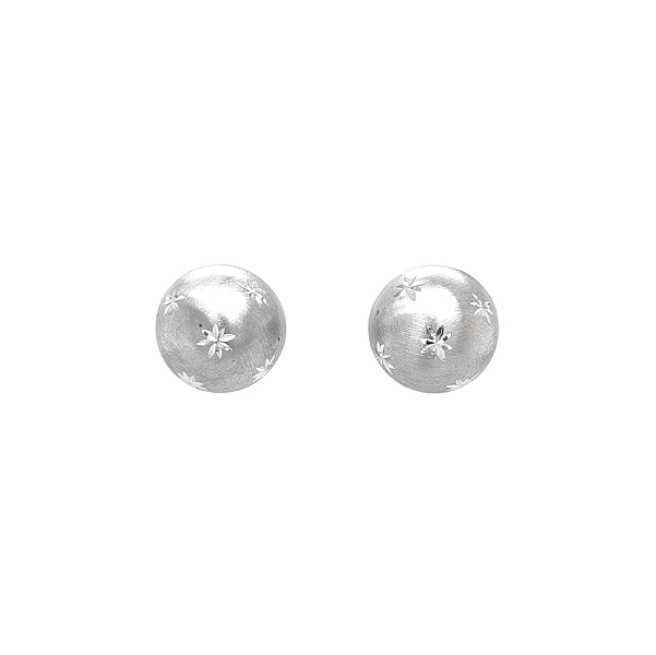 Gold Earrings with Engraved Flower Motif