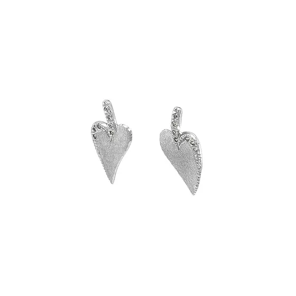 Heart shaped earrings in White Gold with Zircones