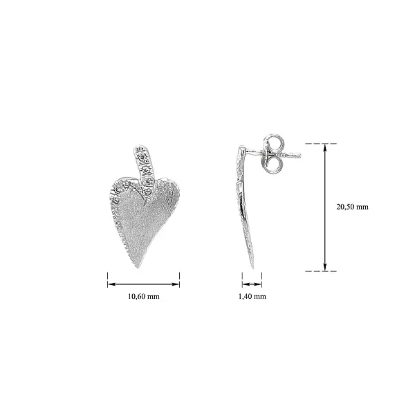 Heart shaped earrings in White Gold with Zircones