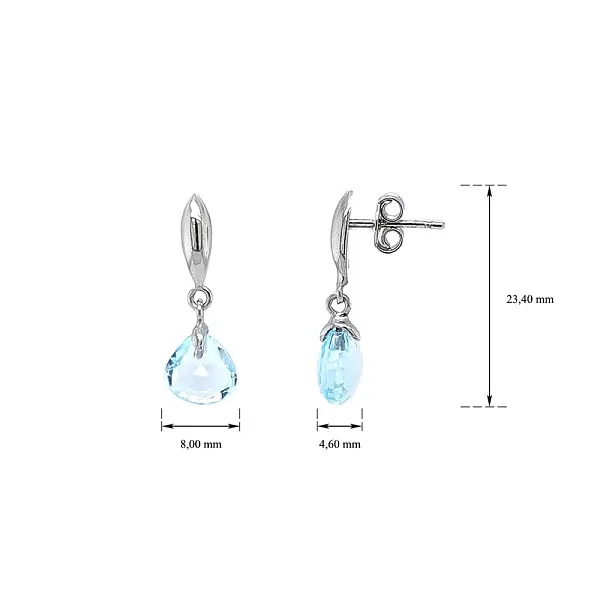 Earrings White Gold with Blue Topaz