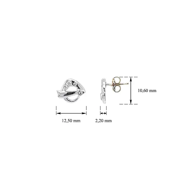 Earrings with White Gold Zircons