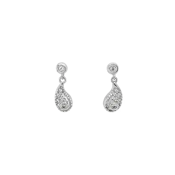 Zircon Drop Earrings in Elegant White Gold