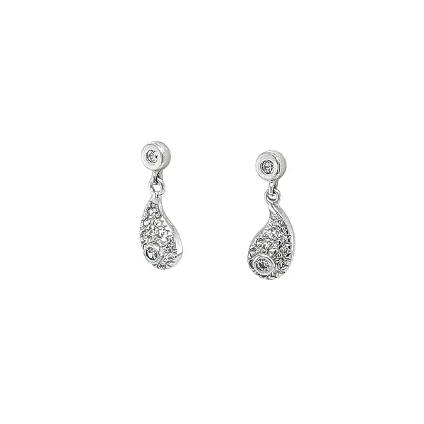Zircon Drop Earrings in Elegant White Gold