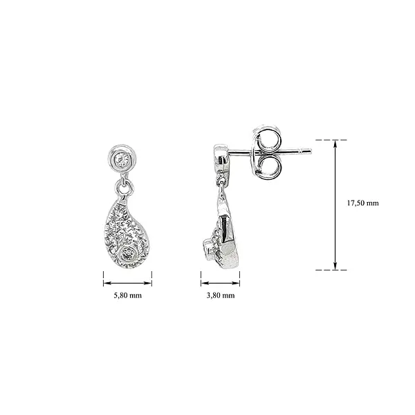 Zircon Drop Earrings in Elegant White Gold
