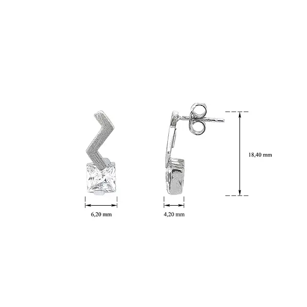 Modern White Gold Earrings with Distinctive Zircons