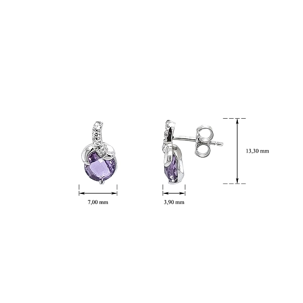 Gold Earrings Decorated with Purple Amethyst