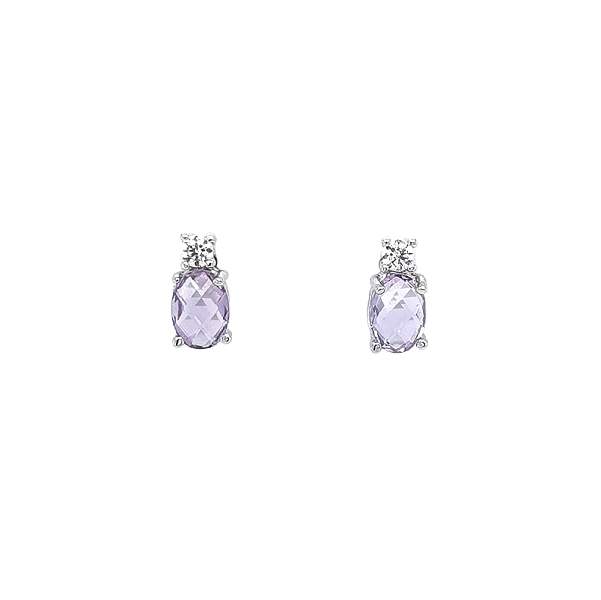 Gold Earrings with Amethyst and Shining Zircon